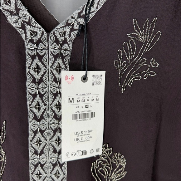NWT Zara Woman Rare Beaded EMBROIDERED TOP ZW COLLECTION LIMITED EDITION Size M - Picture 10 of 11